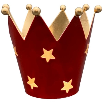 Krone WindLicht EnameL, rot/gold, Metall, 9x9x7,5 cm