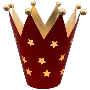 Krone WindLicht EnameL, rot/gold, Metall, 13x13x13 cm