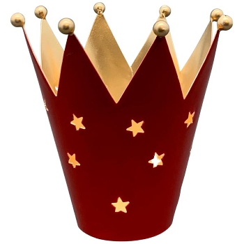 Krone WindLicht EnameL, rot/gold, Metall, 15x15x15,5 cm