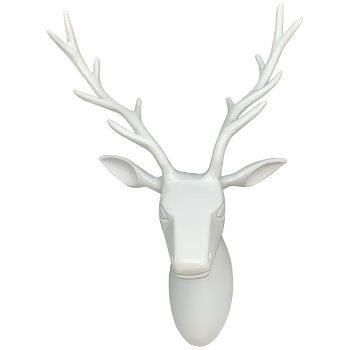 Rentierkopf ClairBlanc, weiß, Alu, 31x20,5x40 cm