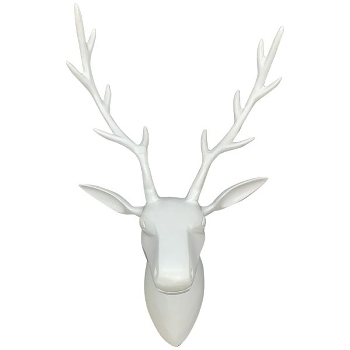Rentierkopf ClairBlanc, weiß, Alu, 35x28x48 cm