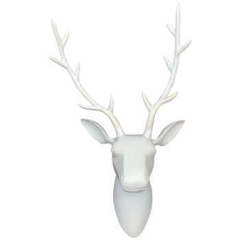 Rentierkopf ClairBlanc, weiß, Alu, 43x36x58 cm