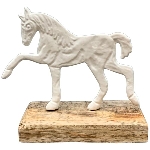 Pferd ClairBlanc, weiß, Alu/Holz, 12x5x11 cm