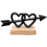 Herz Sobre, schwarz, Alu/Holz, 17,5x5x7,5 cm
