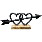 Herz Sobre, schwarz, Alu/Holz, 28x5x10,5 cm