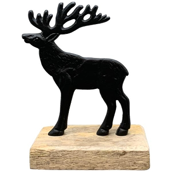 Rentier Puri, schwarz, Alu/Holz, 10x5x12,5 cm