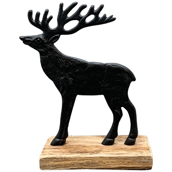 Rentier Sobre, schwarz, Alu/Holz, 14x5x17 cm