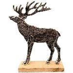 Rentier Puri, silber, Alu/Holz, 19x5x24 cm