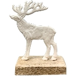 Rentier Puri, weiß, Alu/Holz, 10x5x12,5 cm