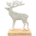 Rentier Puri, weiß, Alu/Holz, 14x5x17 cm