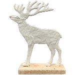 Rentier Puri, weiß, Alu/Holz, 19x5x24 cm