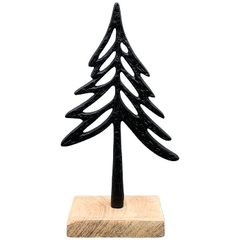 Baum Puri, schwarz, Alu/Holz, 12x5x21 cm