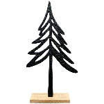 Baum Puri, schwarz, Alu/Holz, 22x5x41,5 cm