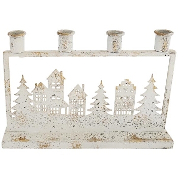 Kerzenhalter ClairBlanc, weiß, Metall, 28x5,5x18,5 cm