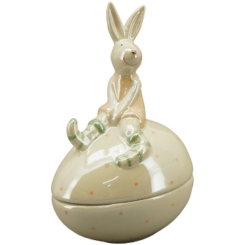 Hase Pearl, Keramik, 9,8x7,3x15 cm, 14x10,7x21,8 cm