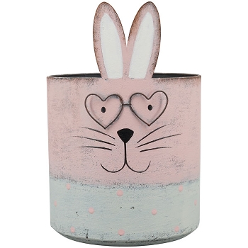 PflanzTopf Teal, pink/grün, Metall, 19x12,5x12,5 cm