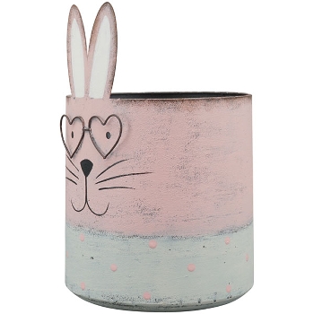 PflanzTopf Teal, pink/grün, Metall, 19x12,5x12,5 cm