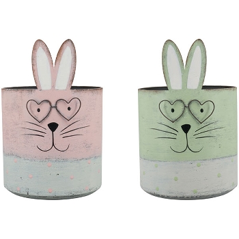 PflanzTopf Teal, pink/grün, Metall, 19x12,5x12,5 cm