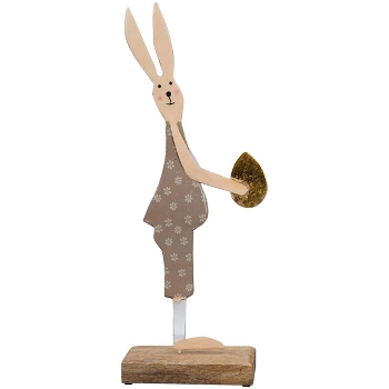 Hase LesFleurs, Metall/Holz, 11x6x31 cm