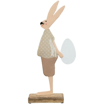 Hase LesFleurs, creme/grün/lila, Metall/Holz, 11x6x31 cm