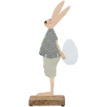 Hase LesFleurs, creme/grün/lila, Metall/Holz, 11x6x31 cm