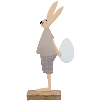 Hase LesFleurs, creme/grün/lila, Metall/Holz, 11x6x31 cm