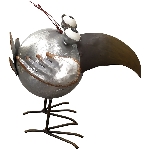 Vogel Teal, grau, Metall, 26x14x28 cm