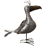 Vogel Teal, grau, Metall, 26x8,5x28 cm