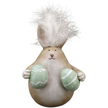 Hase Sannie, braun/mint, Polyresin, 11,5x9x17 cm