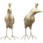 Vogel Sannie, gold/weiß, Polyresin, 10,5x5x11,5 cm