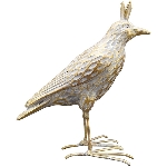 Vogel Sannie, gold/weiß, Polyresin, 10,5x5x11,5 cm