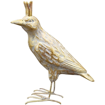 Vogel Sannie, gold/weiß, Polyresin, 10,5x5x11,5 cm