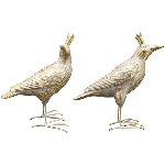 Vogel Sannie, gold/weiß, Polyresin, 12x7,5x14 cm
