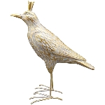Vogel Sannie, gold/weiß, Polyresin, 18x9x21 cm