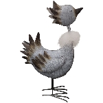 Vogel Teal, grau, Metall, 14x8x26,5 cm