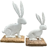Hase Puri, weiß, Alu/Holz, 10x5x17 cm