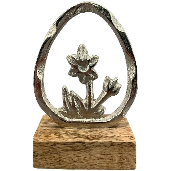 Hase Puri, silber, Alu/Holz, 7,5x3,5x11 cm