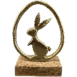 Hase Puri, gold, Alu/Holz, 9x3,5x13 cm