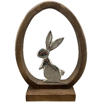 Hase Puri, natur/silber, Alu/Holz, 19x5x26 cm