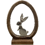 Hase Puri, natur/silber, Alu/Holz, 19x5x26 cm