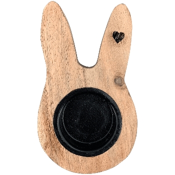 HasenTeeLichtHalter Dost, natur, Holz, 5x2x10 cm