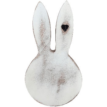 Hase Dost, weiß, Holz, 7,5x1,5x12,5 cm