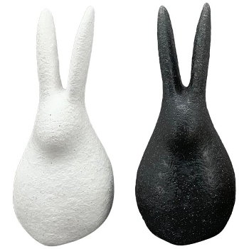 Hase Ivory, schwarz/weiß, Keramik, 7,3x6,4x13,5 cm