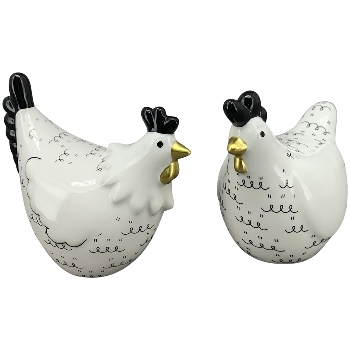 Huhn XOXO, schwarz/weiß, Porzellan, 15,6x9,2x13,3 cm