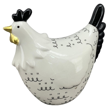 Huhn XOXO, schwarz/weiß, Porzellan, 15,6x9,2x13,3 cm