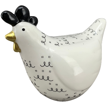 Huhn XOXO, schwarz/weiß, Porzellan, 15,6x9,2x13,3 cm