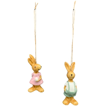Hase SpringIvory, pink/grün/braun, Porzellan, 3,6x3,4x9,1 cm