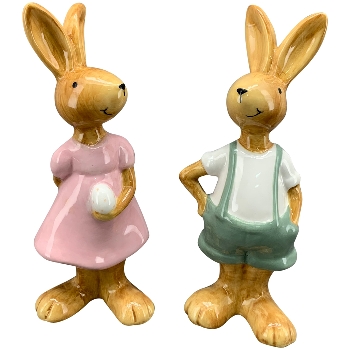 Hase SpringIvory, pink/grün/braun, Porzellan, 6,4x5,6x17 cm
