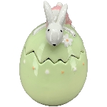 Hase mit Ei SpringIvory, pink/grün, Porzellan, 11,6x11,6x16,1 cm