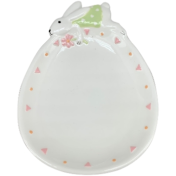 Teller SpringIvory, grün/pink/weiß, Porzellan, 15,4x11,5x2,4 cm